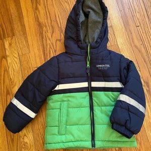 London Fog Navy Blue and Green Puffer Coat